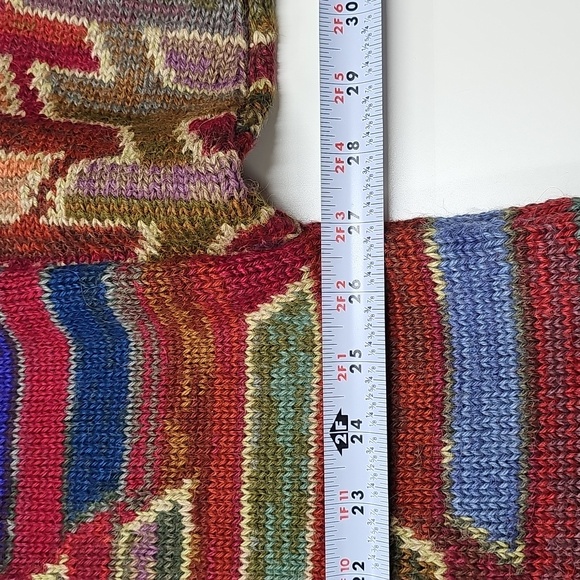 Vtg Peruvian Connection Multicolor Knit Alpaca Cropped Cardigan Size Small - Picture 8 of 9